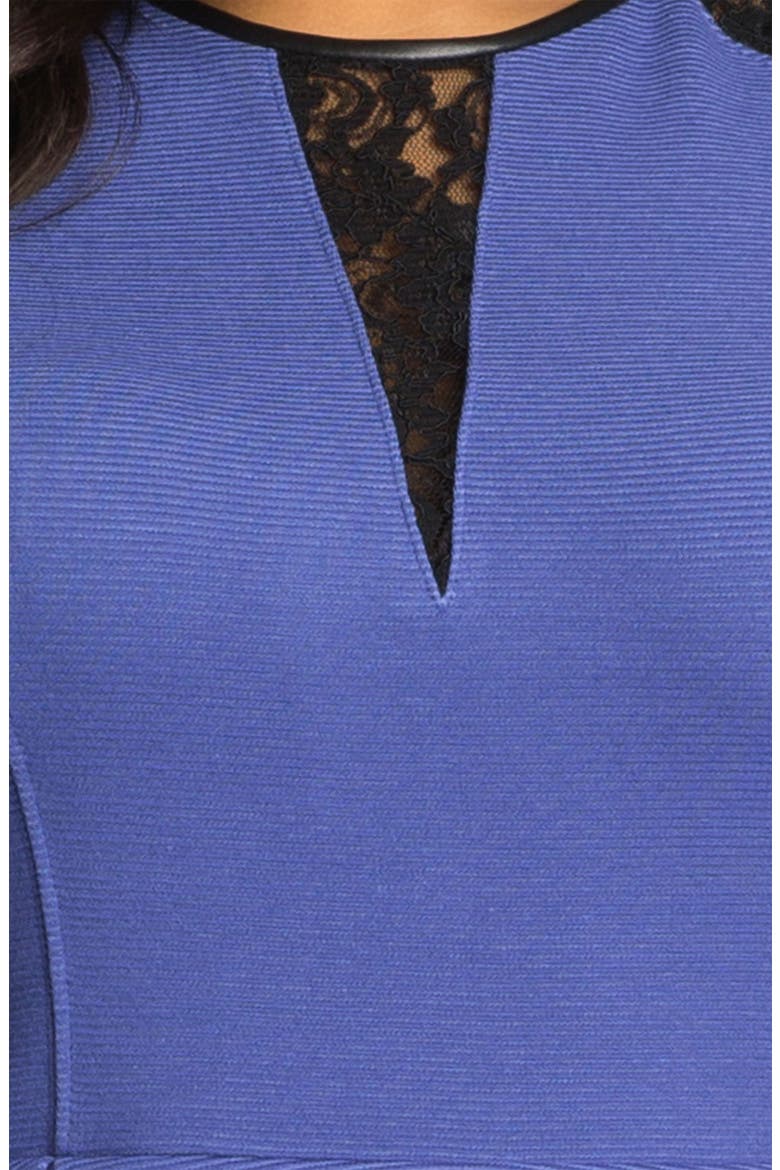 Lace Inset Peplum Sheath Dress, Alternate, color, CORNFLOWER