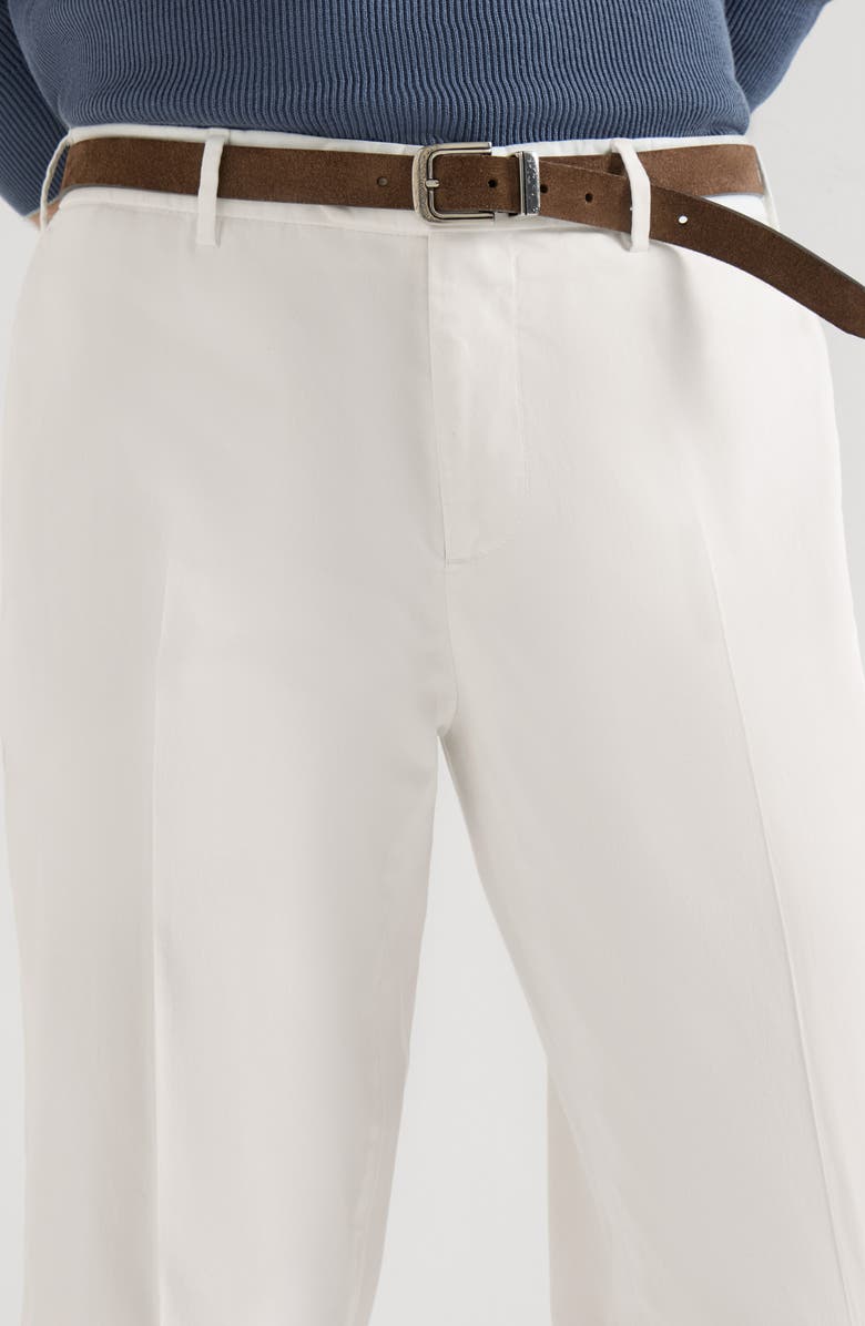 Brunello Cucinelli Comfort gabardine trousers, Alternate, color, Snow