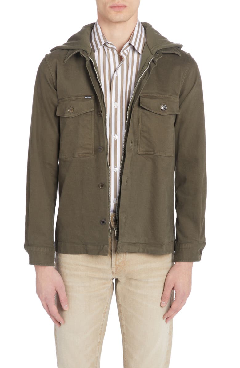 TOM FORD Hooded Utility Overshirt, Main, color, 