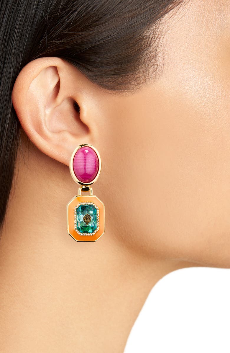 Eagle's Head Faux Stone & Enamel Drop Earrings
