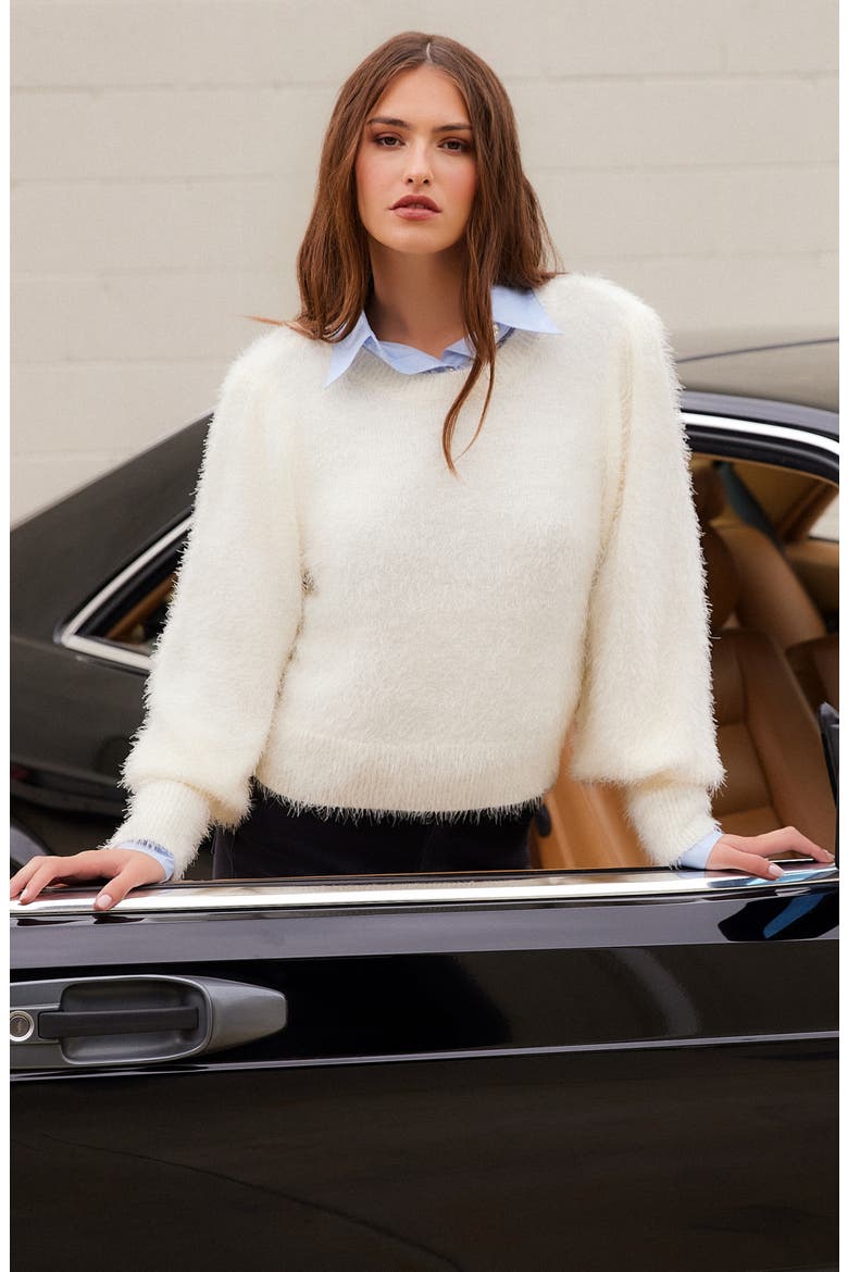 Lia Shirred Sleeve Sweater, Alternate, color, CREAM