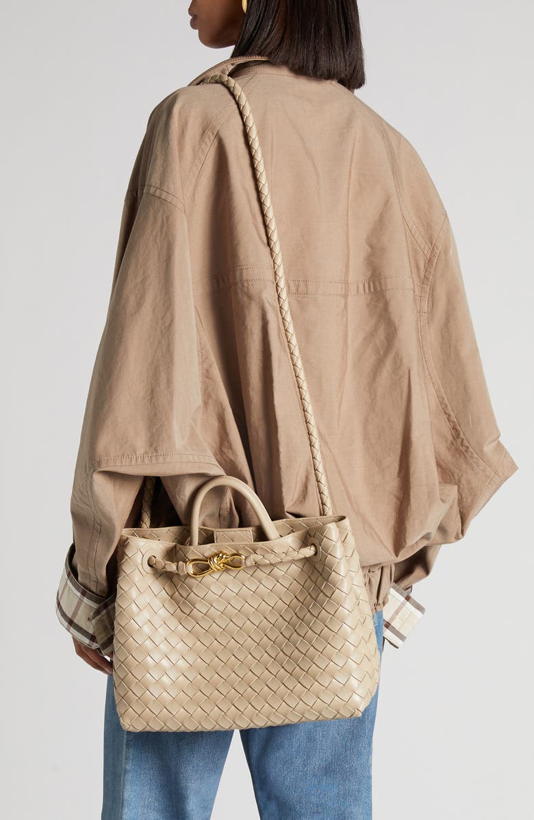 Bottega Veneta Medium Andiamo Intrecciato Shoulder Bag, Alternate, color, Ecru-Muse Brass-Ecru