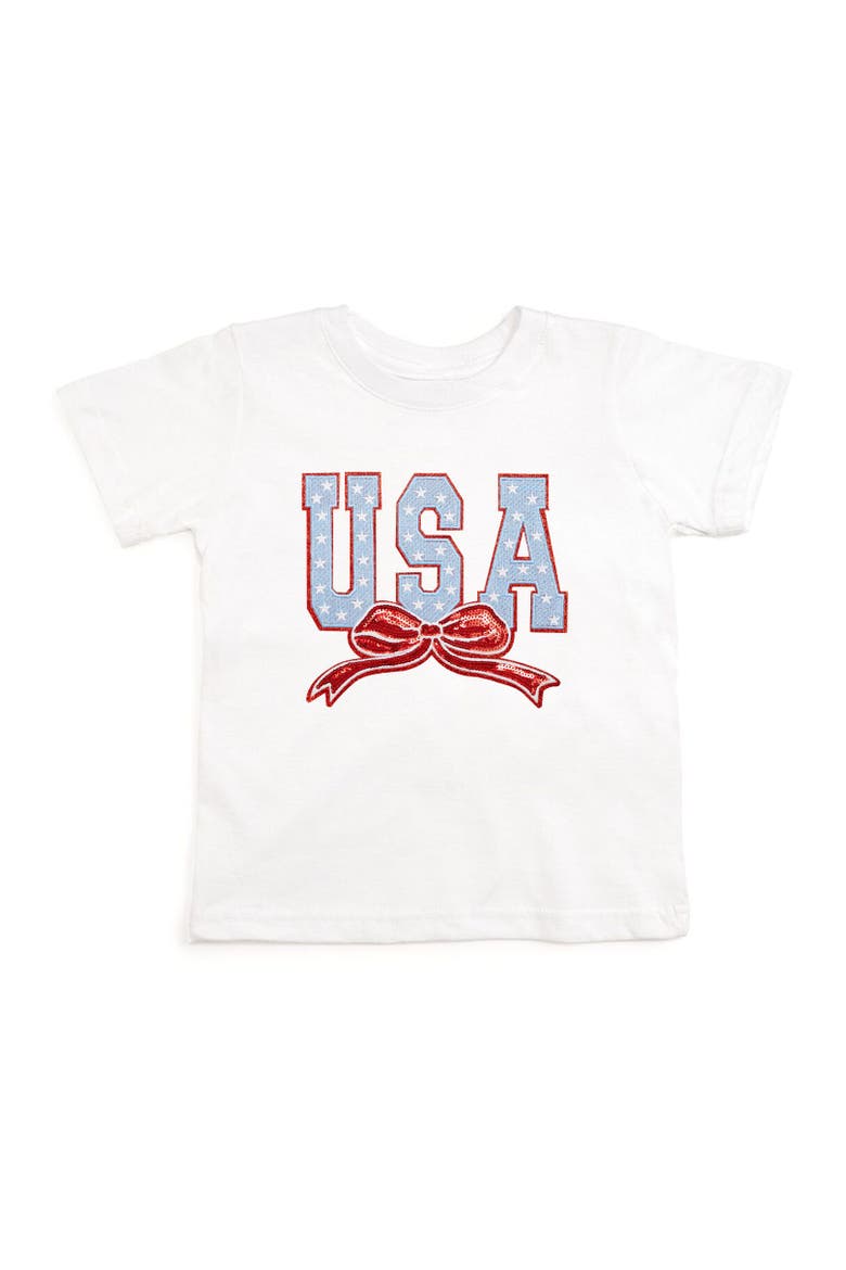 USA Stars & Bow Patch Short Sleeve T-Shirt, Main, color, White