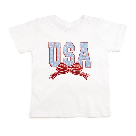USA Stars & Bow Patch Short Sleeve T-Shirt (Toddler, Little Kid & Big Kid)