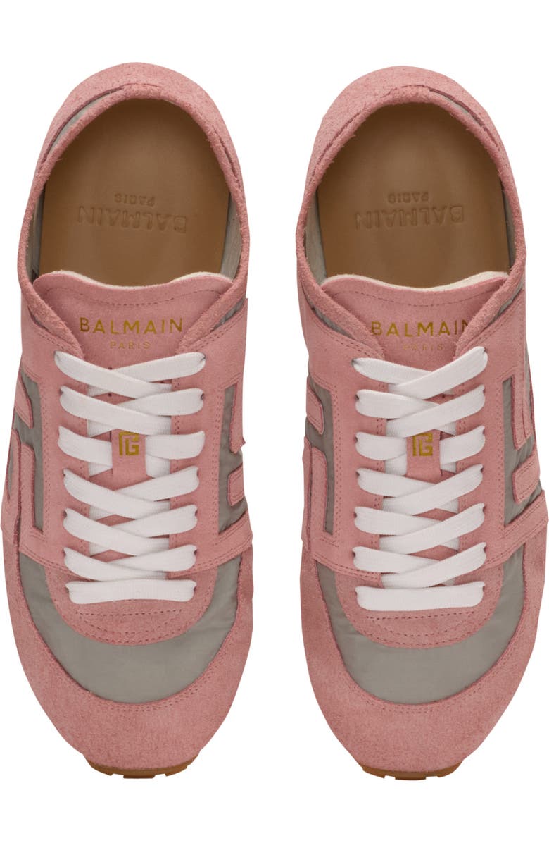 Balmain Racer 45 trainers in suede and nylon, Alternate, color, Pink