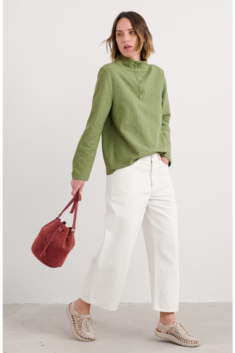 Last Boat Organic Cotton Half Placket Sweatshirt, Alternate, color, MOSS