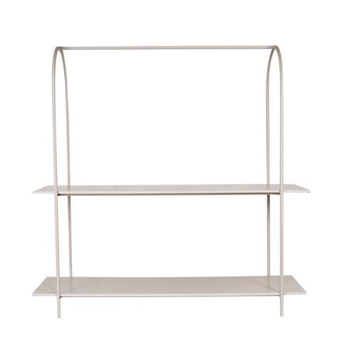Metal Shelf with 2 Shelves and Rod, B Pink
