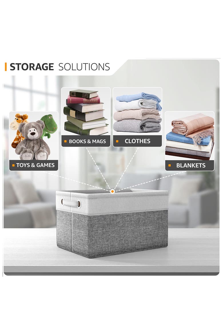 3-Pack Storage Basket Bin Set, Alternate, color, GRAY/WHITE