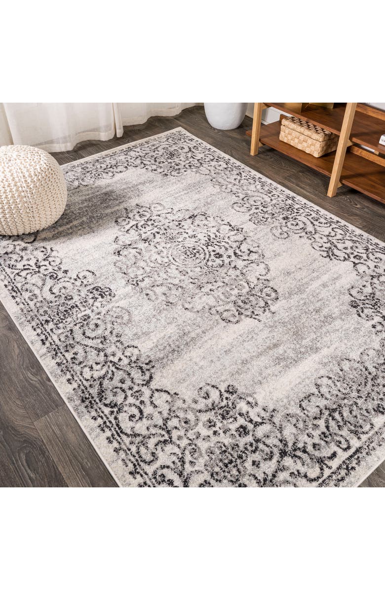JONATHAN Y Minori Filigree Medallion Area Rug, Alternate, color, Dark Gray/Cream