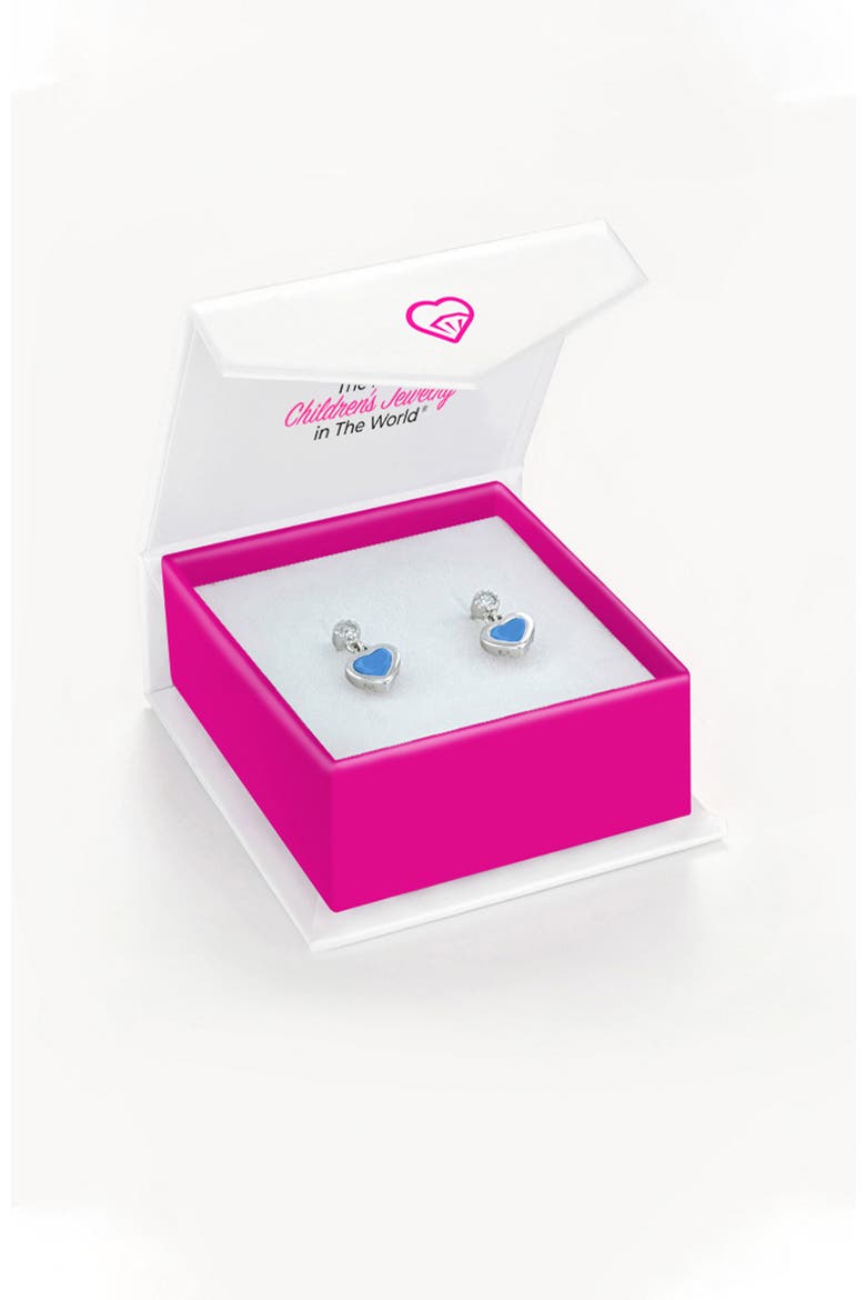 Turquoise Heart Dangle Girl Earrings, Alternate, color, Aqua Blue