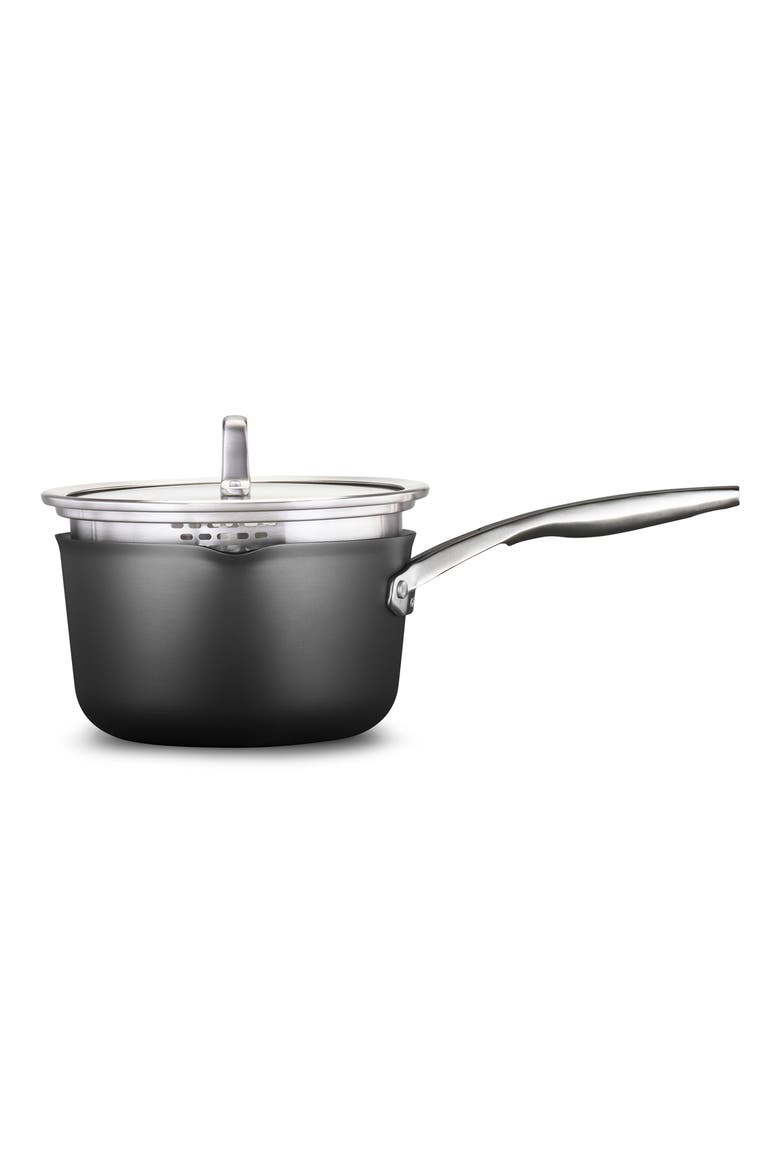 Premier Hard Anodized Nonstick 3.5-Quart Saucepan with Lid, Main, color, BLACK