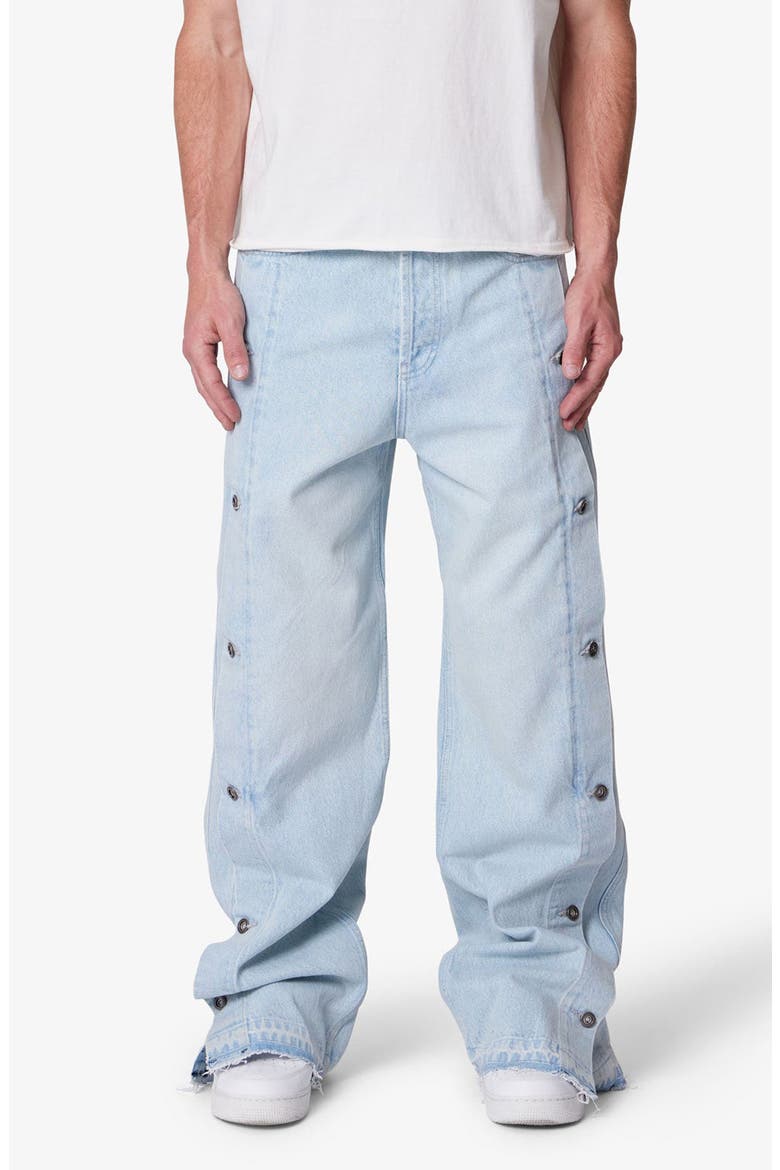 Offset Button Baggy Jeans, Main, color, LIGHT BLUE