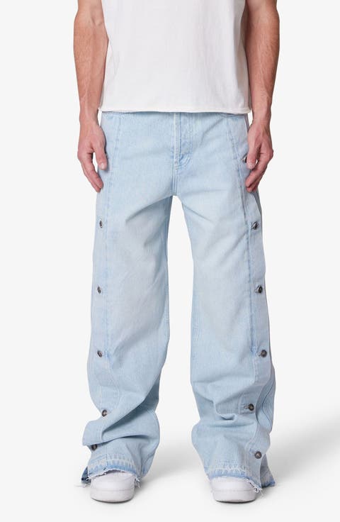 Offset Button Baggy Jeans