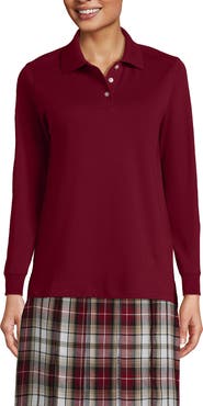 Lands' End School Uniform  Long Sleeve Interlock Polo Shirt