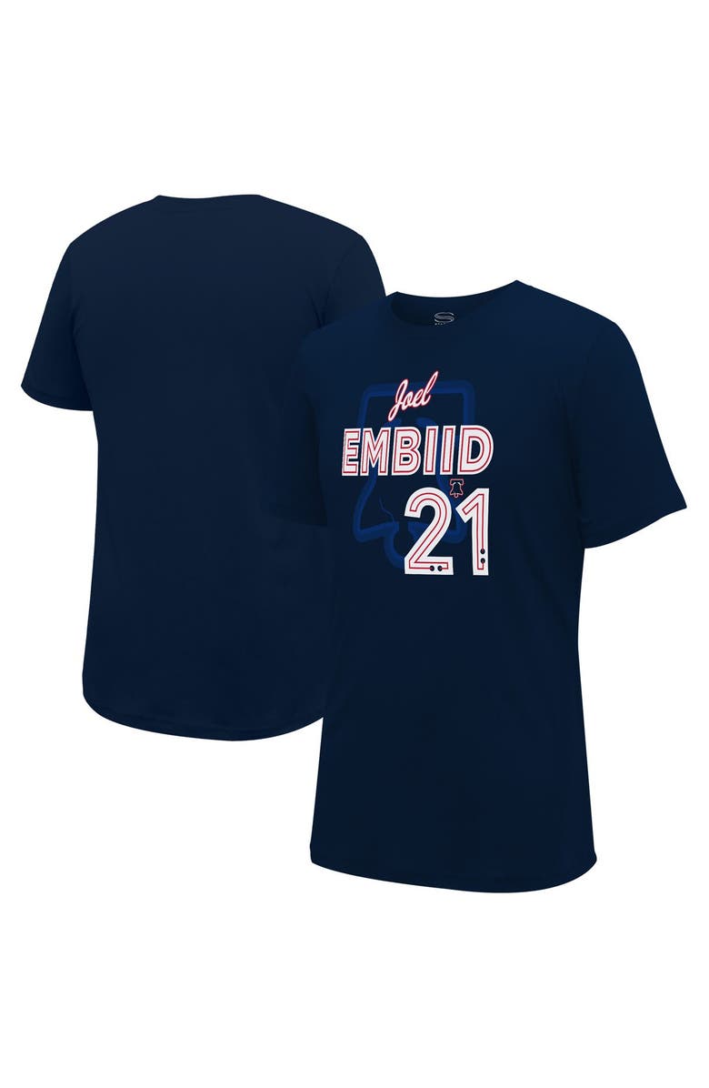 Stadium Essentials Unisex Stadium Essentials Joel Embiid Navy Philadelphia 76ers 2023/24 City Edition Player Graphic T-Shirt, Main, color, 