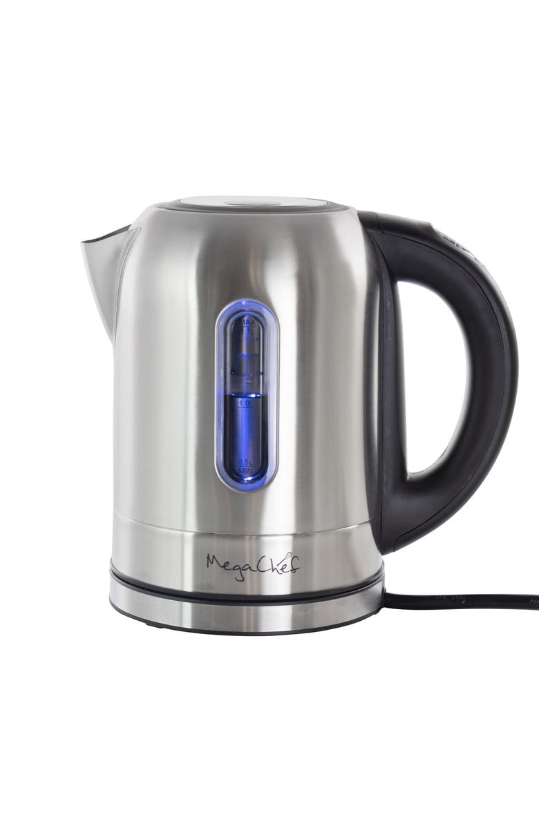 Megachef 1.7Lt. Stainless Steel Electric Tea Kettle With 5 Preset Temps, Main, color, Grey