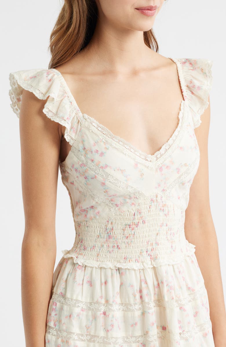 LoveShackFancy Finny Tiered Cotton Fit & Flare Minidress, Alternate, color, Magnolia