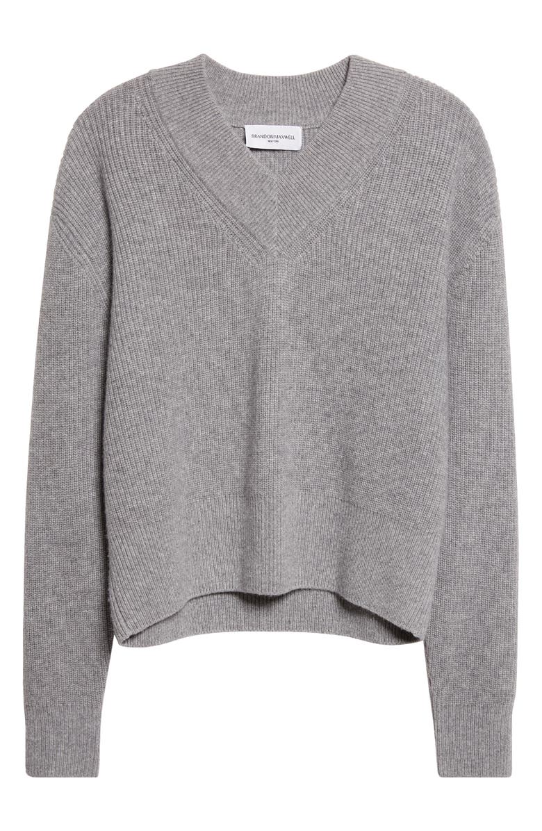 Brandon Maxwell The Maris Cashmere Rib Sweater, Alternate, color, Huskey Grey