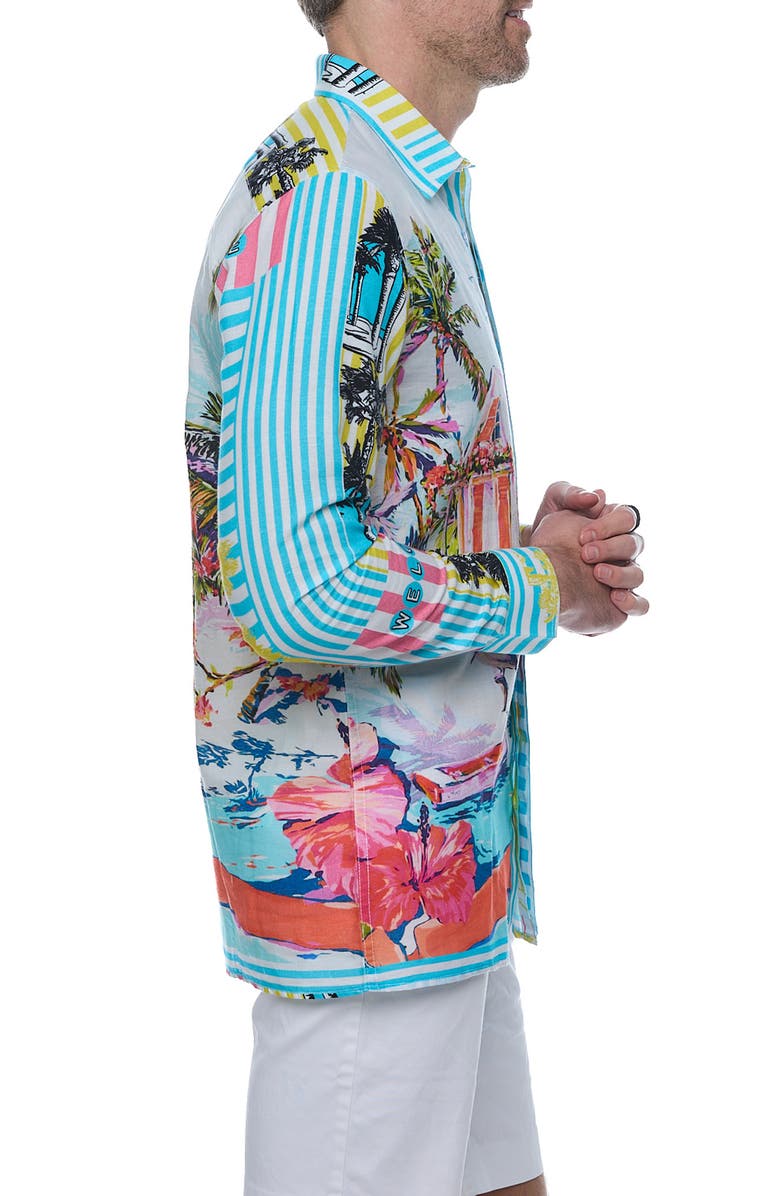 RANEES Linen & Cotton Long Sleeve Resort Shirt, Alternate, color, 