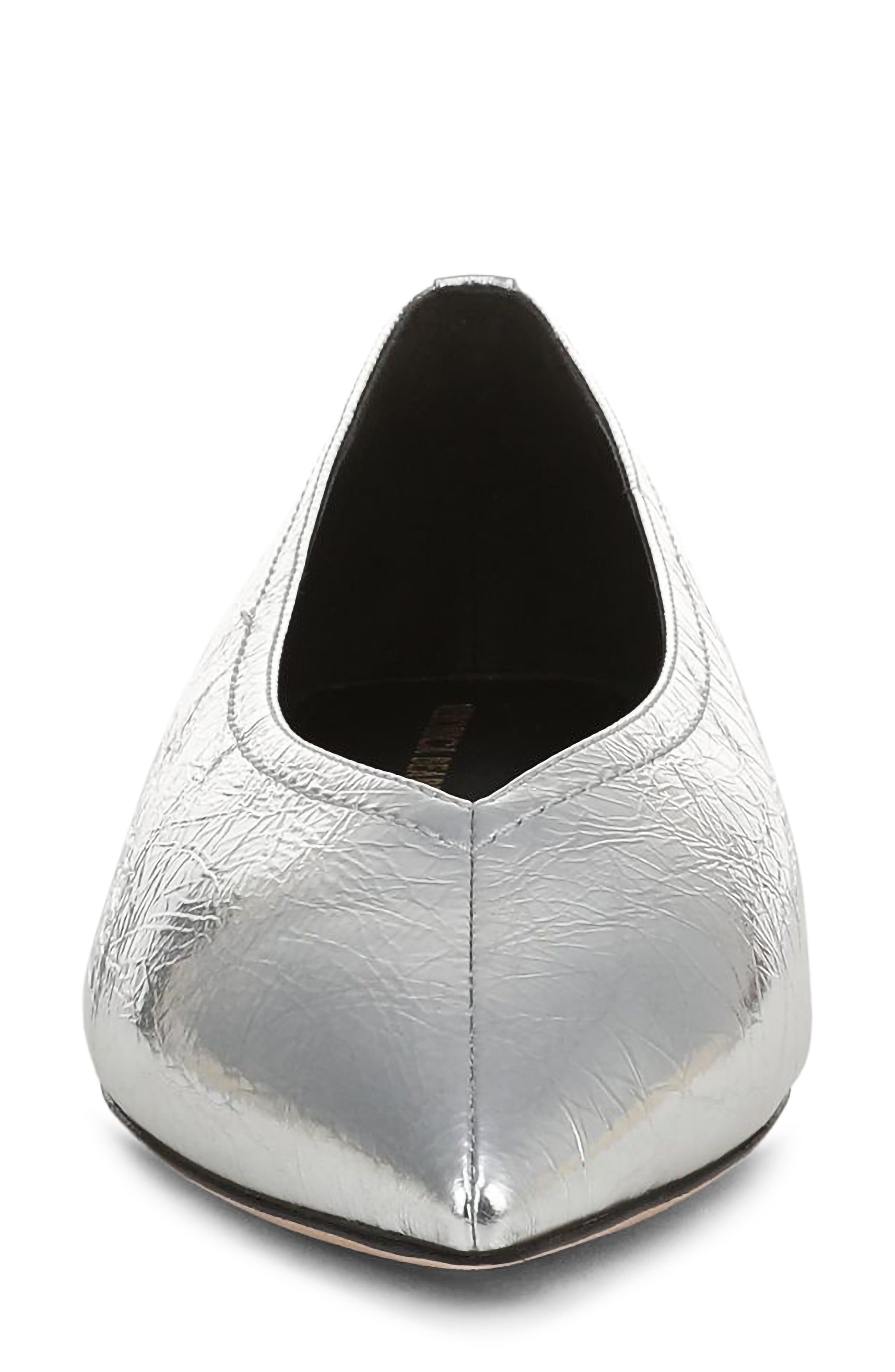 Veronica Beard Bancroft Pointed Toe Flat, Alternate, color, Silver