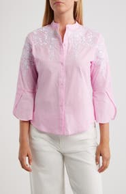 NIKKI LUND Veronique Embroidered Cotton Button-Up Shirt