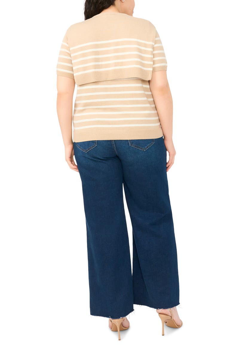 Shoulder Wrap Short Sleeve Sweater, Alternate, color, MALTED TAUPE