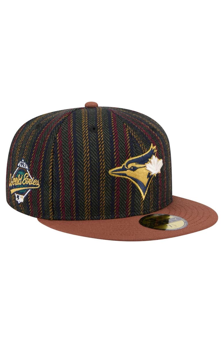 New Era Men's New Era Brown Toronto Blue Jays Vintage Herringbone 59FIFTY Fitted Hat, Main, color,