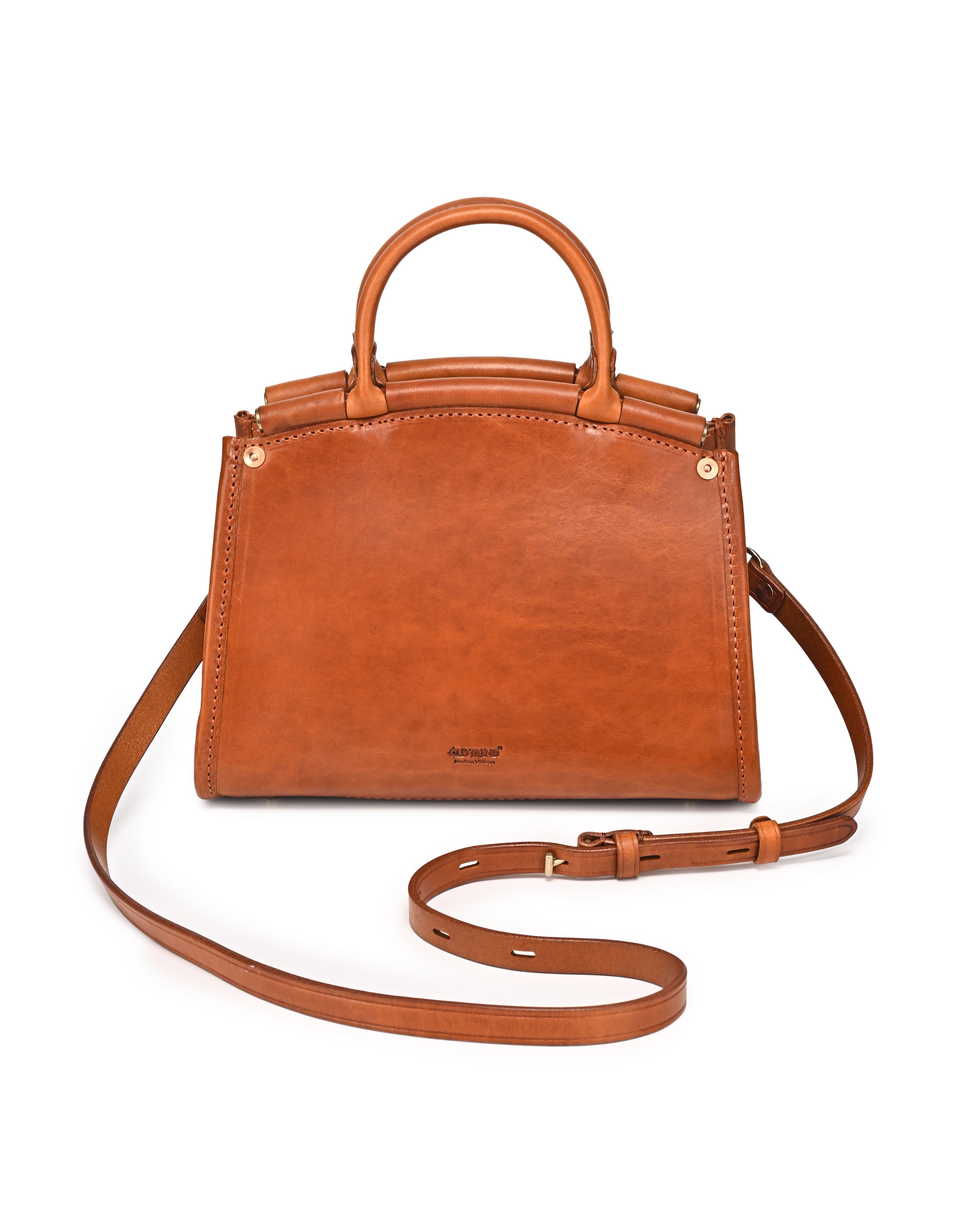 OLD TREND Laurel Genuine Leather Vintage Structured Satchel, Alternate, color, Caramel