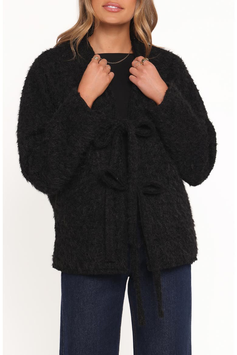 Kimmy Bow Oversize Cardigan, Main, color, BLACK