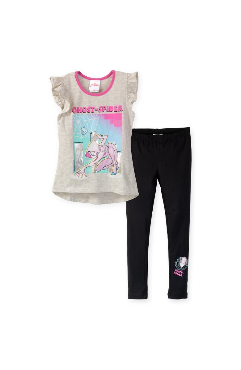 Marvel Spider-Gwen Spider-Man T-Shirt & Leggings Set, Main, color, White / Black