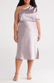Renee C Satin One-Shoulder Dress