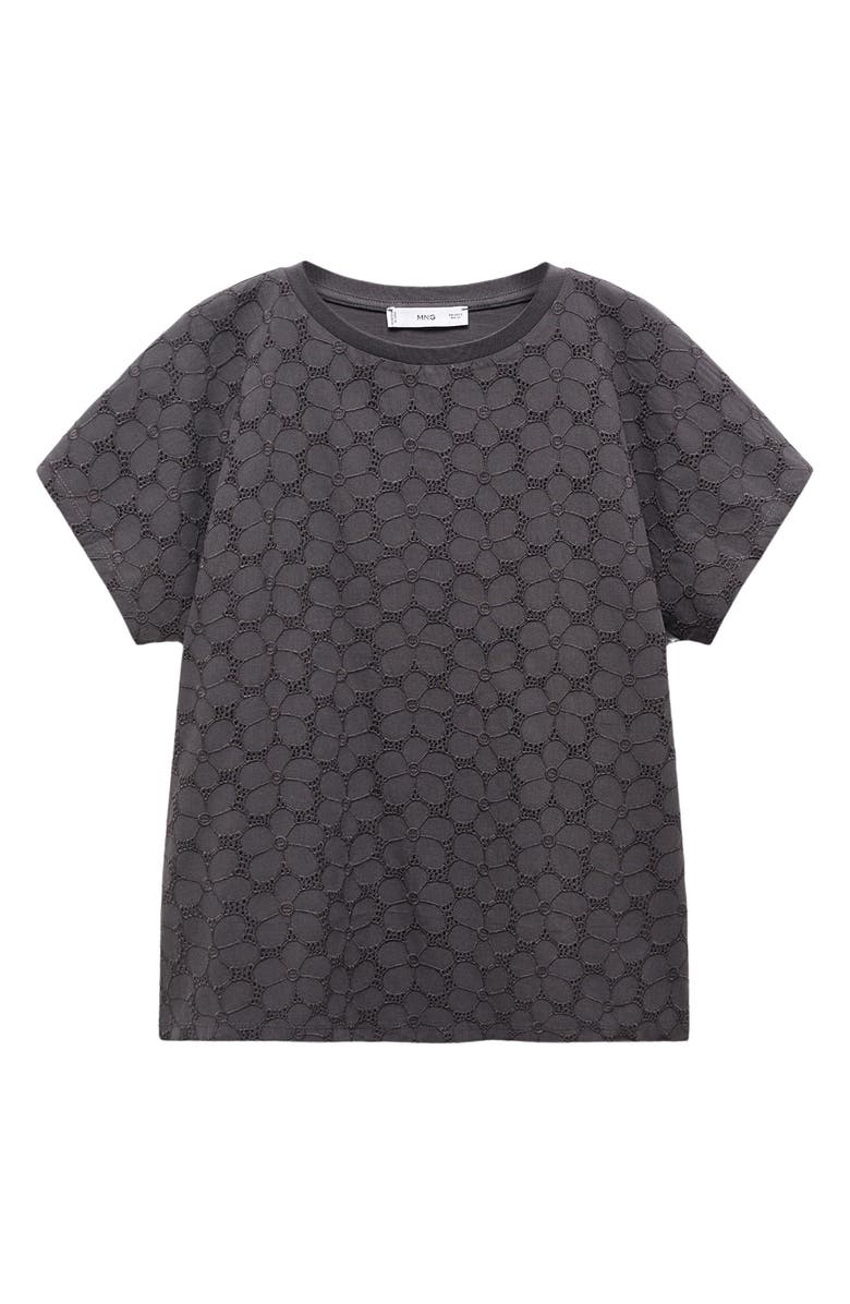 MANGO Floral Embroidered Eyelet Top, Alternate, color, 