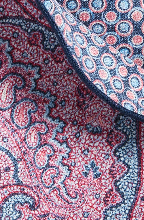 Edward Armah Paisley & Dot Reversible Silk Pocket Circle In Magenta