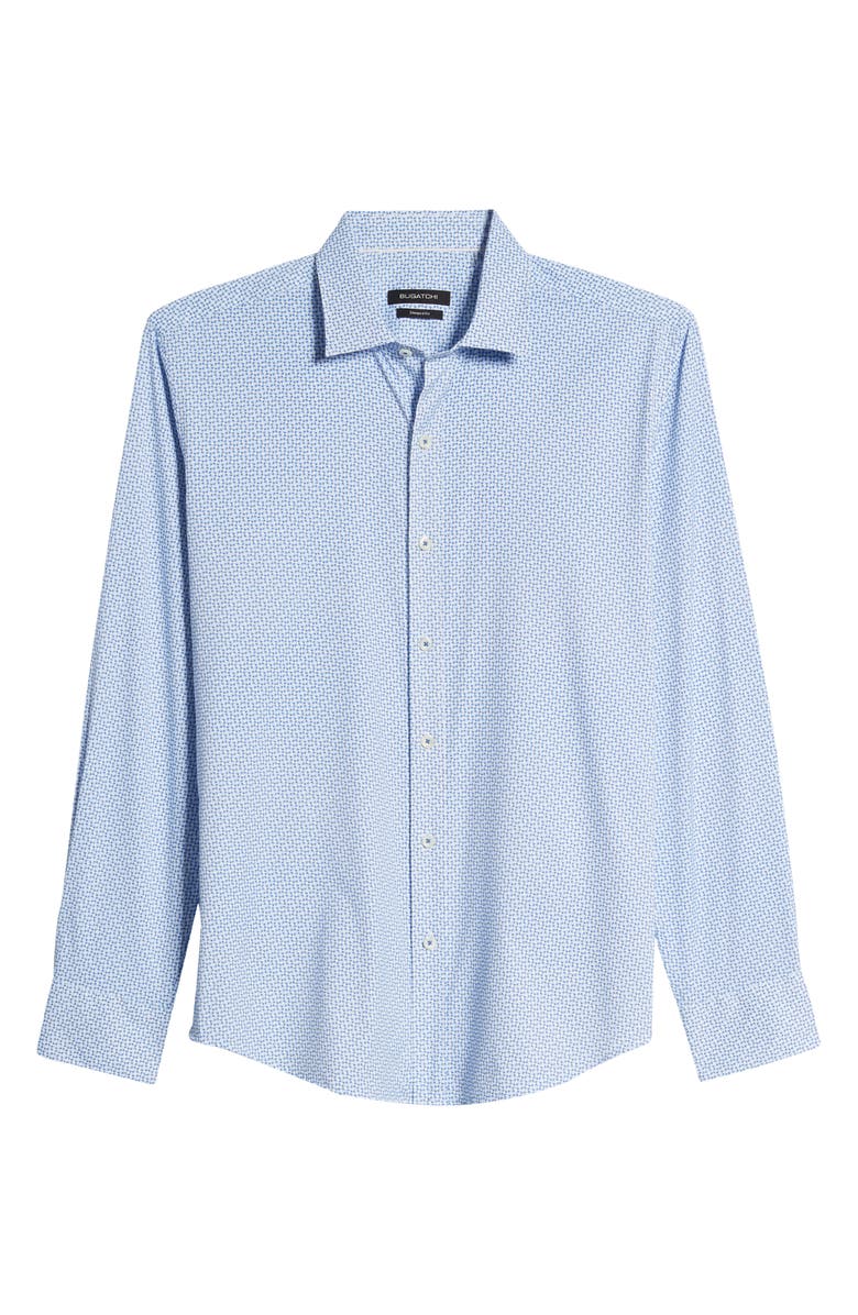 Bugatchi Shaped Fit Print Button-Up Performance Shirt, Alternate, color, 