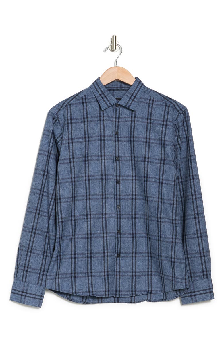 WESTZEROONE Alex Plaid Button-Up Shirt, Alternate, color, Navy