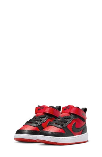Nike Baby Red & Black Court Borough Mid 2 Sneakers In University Red/black/white