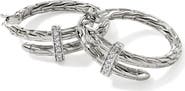 John Hardy Spear Hoop Earrings, Silver, Diamonds, 22.5mm