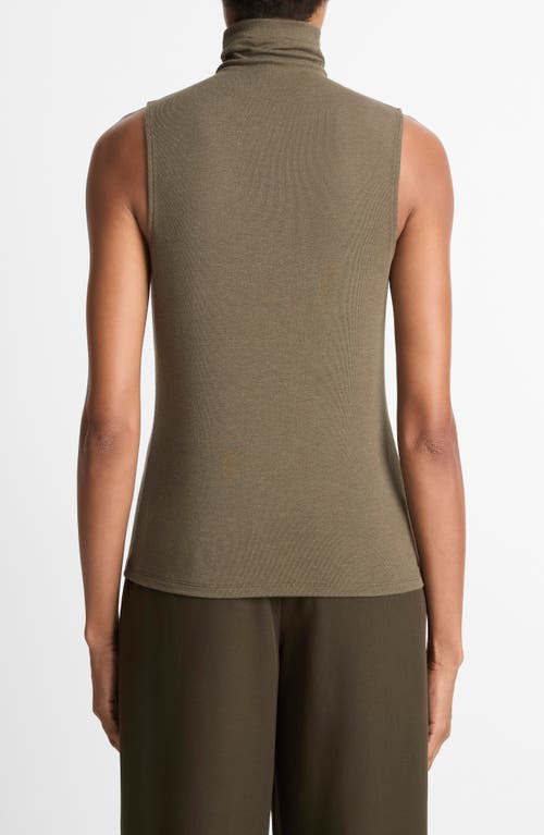 Vince Sleeveless Modal Turtleneck Top In Green