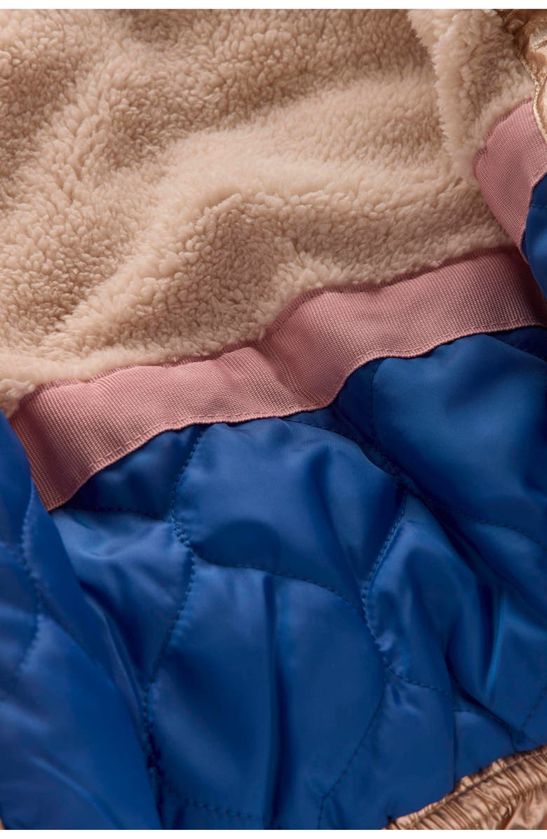 Mini Boden Kids' Fleece Lined Quilted Hooded Jacket, Alternate, color, Gold