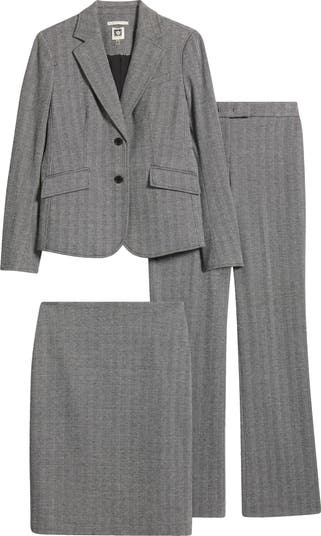 Anne Klein Herringbone Blazer, Skirt & Pants Set | Nordstrom