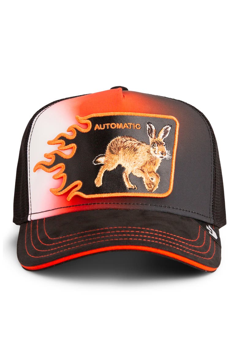Jack Rabbit Patch Trucker Hat, Alternate, color, ORANGE