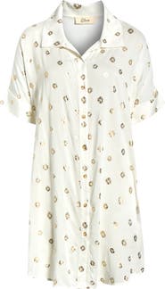 Elan Metallic Dot Cover-Up Shirtdress