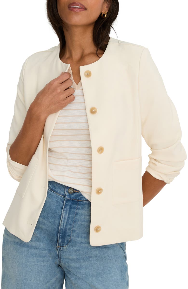 NIC+ZOE Collarless Jacket, Main, color, Classic Cream