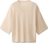 MANGO Semisheer Three-Quarter Sleeve Oversize Sweater