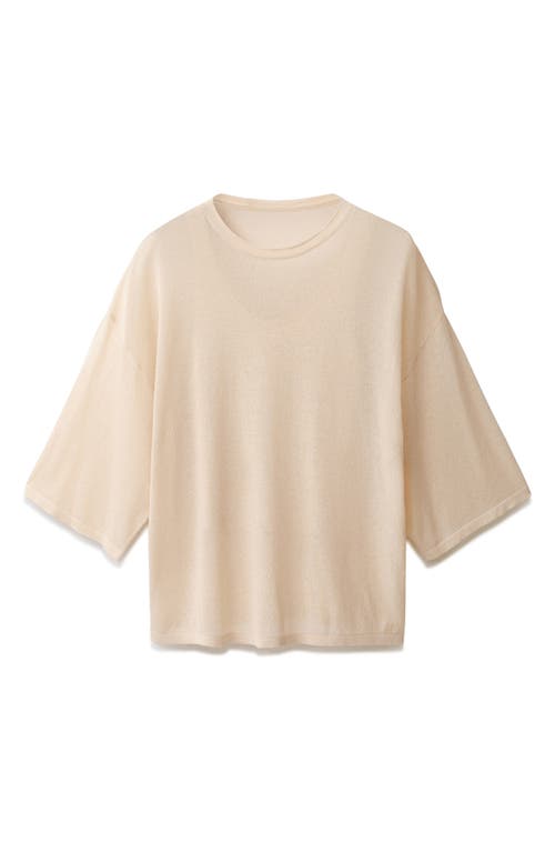 MANGO MANGO SEMISHEER THREE-QUARTER SLEEVE OVERSIZE SWEATER 