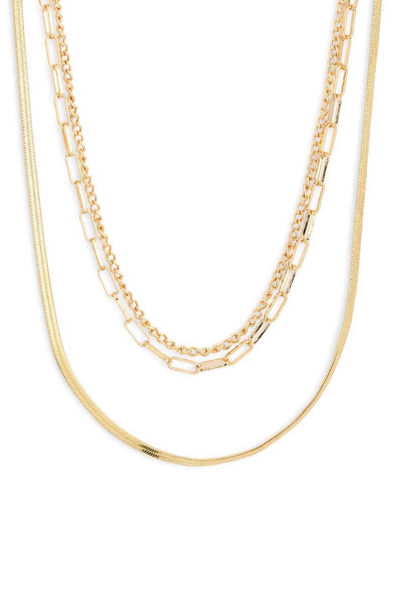 Gold Rush Layered Chain Necklace, Alternate, color, GOLD