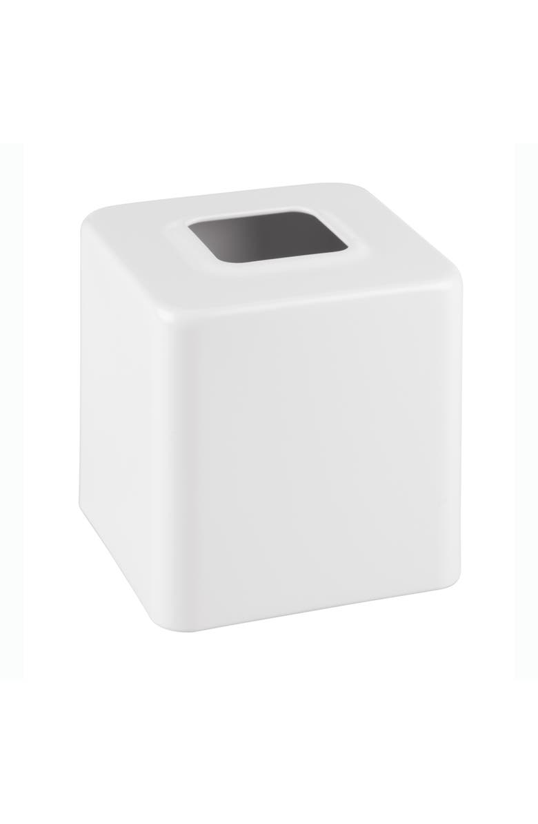 mDesign Metal Square Tissue Box Cover - White, 2 Pack, Alternate, color,