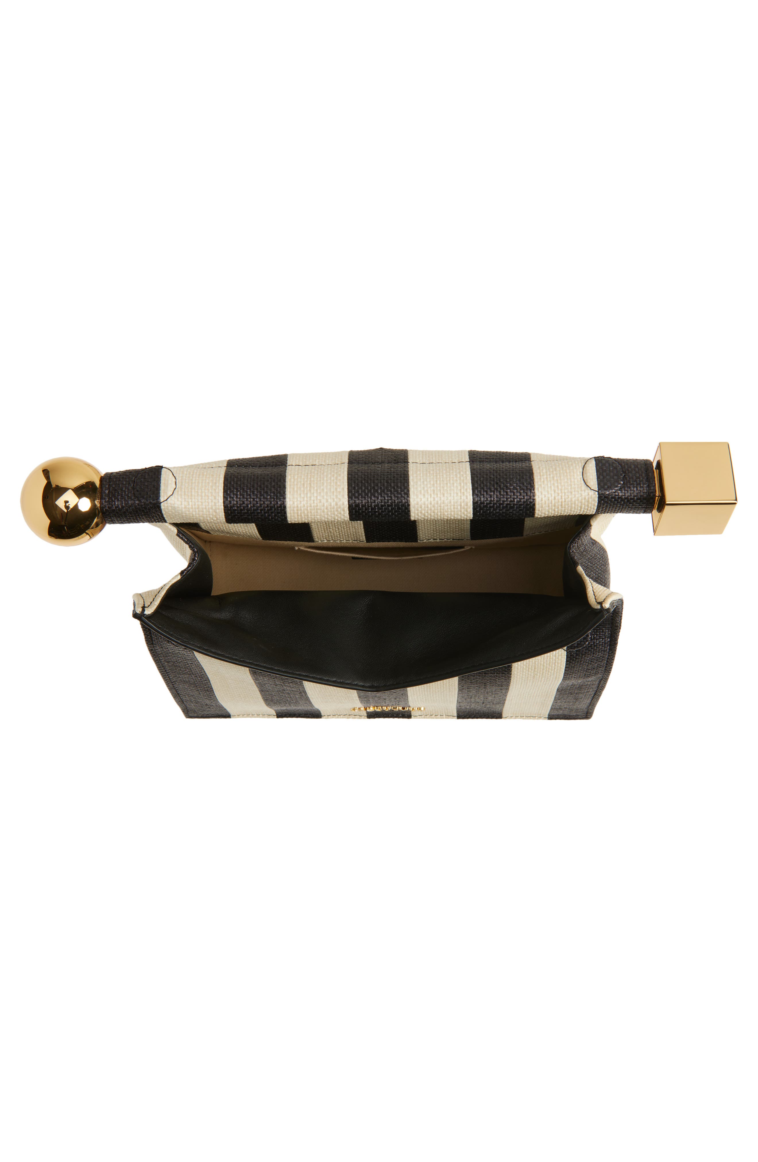 Jacquemus La Pochette Rond Carré Stripe Leather Clutch, Alternate, color, Natural / Black 1Fy
