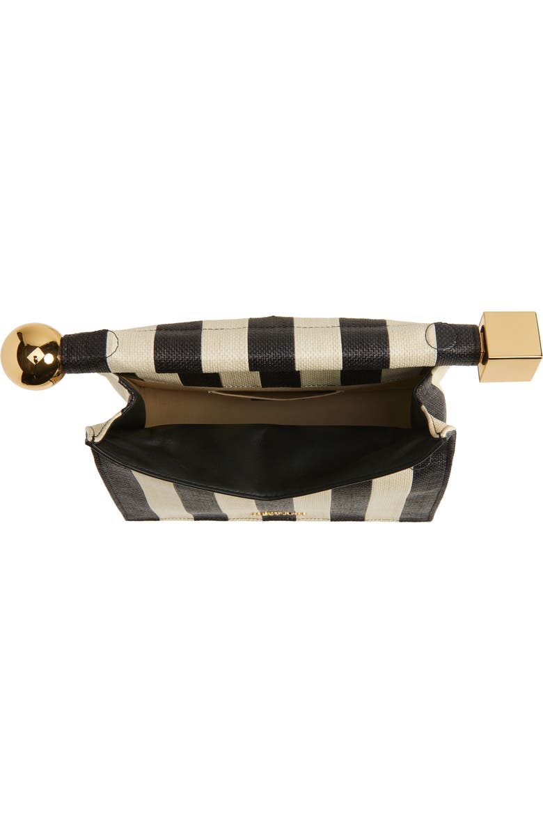 Jacquemus La Pochette Rond Carré Stripe Leather Clutch, Alternate, color, Natural / Black 1Fy