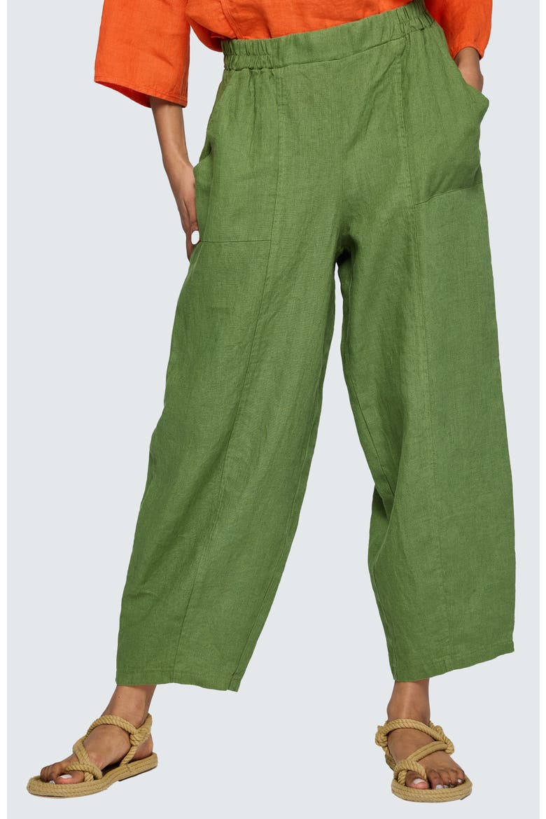 Zenya Solid Linen Pants, Main, color, Apple Green